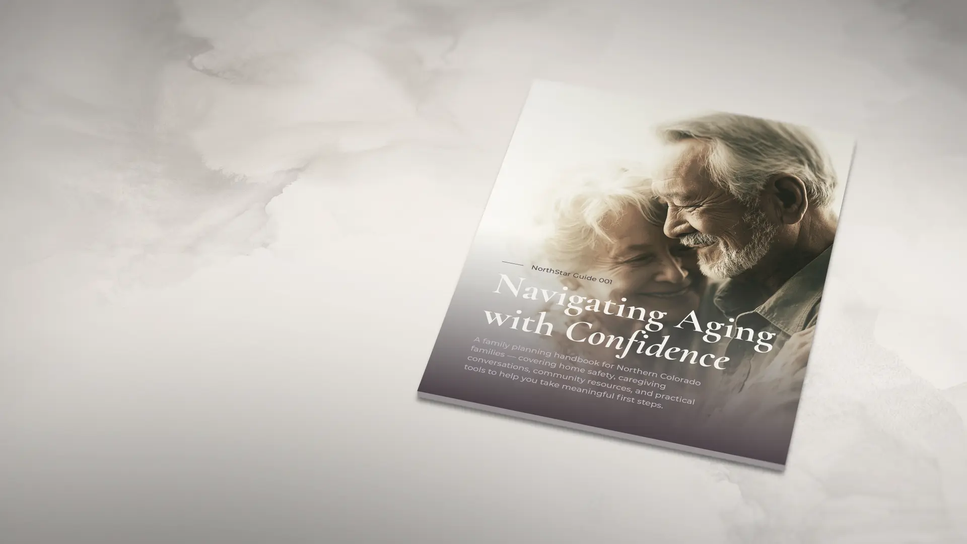 NorthStar Guide No. 001, Navigating Aging with Confidence, resting on a soft white surface